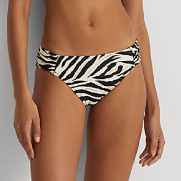 Ralph Lauren LRL Women's 6 Zebra Print Hipster Bikini Bottom Brown Beige NWT - Picture 1 of 14